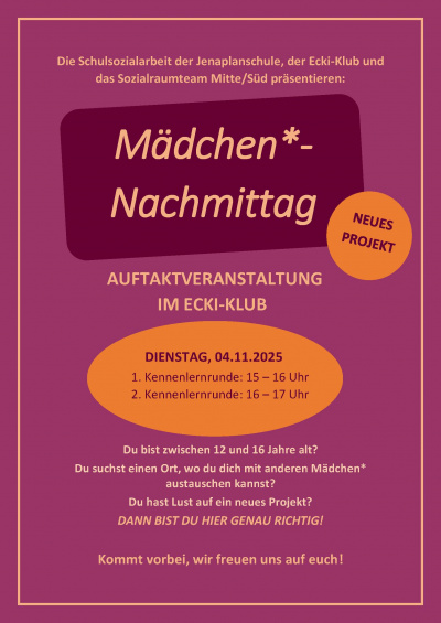 Flyer Mädchen-Nachmittag (Carolin Eckardt)