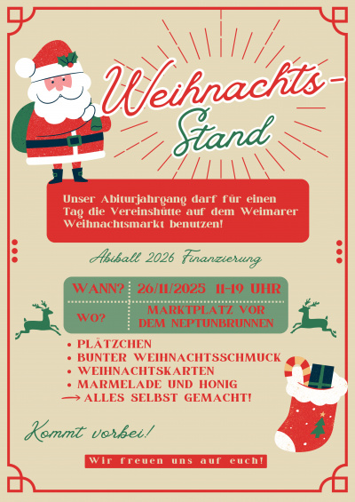 Einladung 12er Stand Weihnachtsmarkt (Schüler:innen des 12. Jahrgangs, gestaltet mit Canvas)